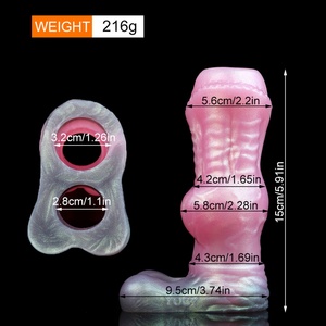 Fantasy Dog Penis Sleeve Luminous Silicone Cock Enlargement <b>Dildo</b> Grith Extender with Penis Ring Ejaculation Delay Couples - Product Image 2