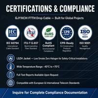 Cable de Fibra Óptica para Exteriores FTTH GJYXCH de 1-4 Hilos G657A1, Cable Aéreo Autoportante Tipo 8 LSZH, Precio de Fábrica al Por Mayor