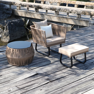 Ensemble <span class=keywords><strong>de</strong></span> <span class=keywords><strong>salon</strong></span> d'extérieur au design ergonomique avec coussins <span class=keywords><strong>en</strong></span> mousse épaisse et plateau <span class=keywords><strong>en</strong></span> <span class=keywords><strong>verre</strong></span> <span class=keywords><strong>trempé</strong></span> pour terrasse sur le toit, ensemble <span class=keywords><strong>de</strong></span> canapés <span class=keywords><strong>de</strong></span> conversation - Product Image 5