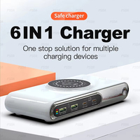 Stasiun Pengisian Daya Nirkabel 72W 550W 6 in 1 USB PD 45W 45W Multi Port GaN Pengisi Daya Cepat dengan Lampu LED untuk Ponsel Tablet Laptop