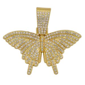 Collar de cadena de cuerda estilo Hip Hop con colgante de mariposa de aleación y diamantes brillantes, joyería de moda para mujer - Product Image 6