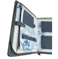 Portafolio de Cuero PVC con Cierre y Logotipo Grabado Personalizado, Organizador de Documentos para Empresas, Carpeta de Archivos A4 de Cuero PU