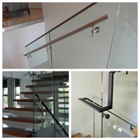Support de main courante en acier inoxydable brossé de qualité supérieure, bord arrondi, deux trous, résistant à la rouille et à l'eau, pour escalier, centre commercial, verre