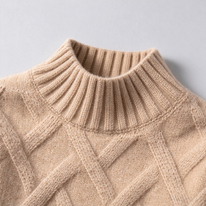 Pull en maille jacquard diamanté personnalisé pour homme, col montant, mélange de laine, fabrication OEM, petites séries, tricots personnalisés pour homme - Product Image 3