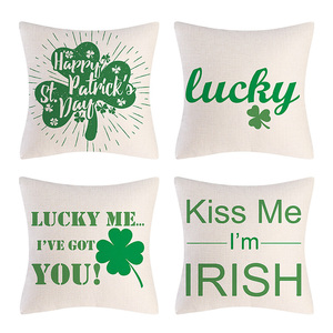 Housse de coussin <span class=keywords><strong>St</strong></span>. Patrick's Day personnalisée imprimée taie d'oreiller en <span class=keywords><strong>lin</strong></span> trèfle vert irlandais - Product Image 4