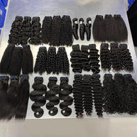 Lots de Cheveux Humains Vierges Afro Kinky Bouclés Super Double Drawn, Tissage Double Trame, Ondulés Naturels, Prêts à l'Expédition, Noirs