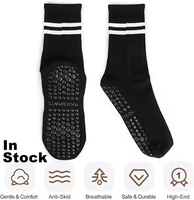 Vente en Gros de Chaussettes Crew Grip pour Femmes Barre de Haute Qualité Chaussettes Pilates en Coton Chaussettes de Yoga antidérapantes et adhérentes