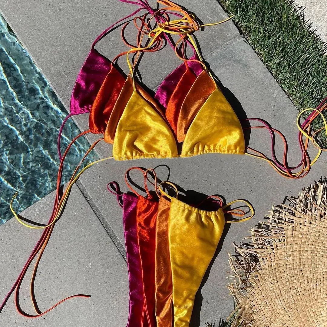 2023 пользовательский сексуальный пляжный супер мини Экстремальный микро купальник из двух частей стринги бикини и пляжная одежда