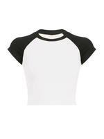 T-shirts courts personnalisés pour femmes avec logo, collection été 2025, col rond, patchwork, style baby tee