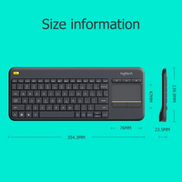 Clavier tactile sans fil noir Logitech K400 Plus 2.4g avec pavé tactile ergonomique original pour le bureau, les jeux, les ordinateurs portables et PC