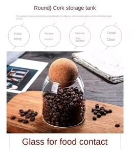 Clear Tea Coffee Sugar Canister New with Cork Ball Lid Sealing Food <b>Container</b> Glass Glass Storage Bottle Household - Product Image 5