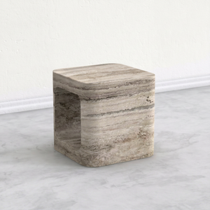 RicoGlobal Modern Luxury Travertine Granite End <b>Table</b> Weatherproof Outdoor Furniture for Garden & Patio - Product Image 1