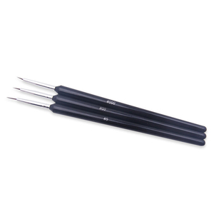 Lot de 3 pinceaux à ongles noirs pour nail art, dessin floral, peinture, liner et traçage, avec manche en plastique et fibres synthétiques, pour manucure - Product Image 1