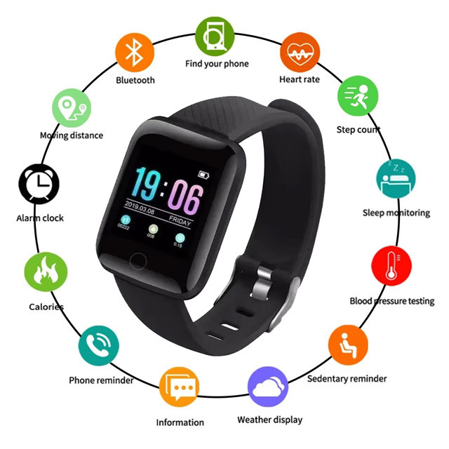 Low Price 116 Plus Sports Smartwatch Hombre Montres Reloj Inteligentes Digital Bracelet Smart Watches for Men Student Wristband