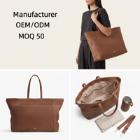 Sac à langer tout-en-un en cuir PU pour maman, fabriqué par un fabricant OEM, avec matelas à langer et porte-biberon isotherme