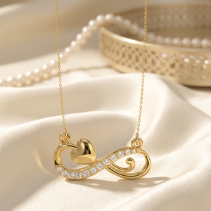 Collar con Colgante de Corazón Infinito, Chapado en Oro de 18K, con Diamantes Naturales, Joyería Romántica para Mujer, Regalo para Bodas y Fiestas - Product Image 3