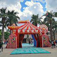 Arco Inflable de Circo para Entrada, Decoración Gigante para Eventos Navideños, Temática de Dibujos Animados, con Bomba de Aire Eléctrica Resistente