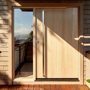 Puertas externas de madera auténtica originales naturales de teca de roble exterior modernas puerta de entrada delantera - Product Image 2