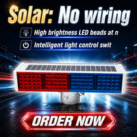 Balise de signalisation routière à LED rouge et bleue double face à énergie solaire, clignotante, pour la sécurité routière nocturne - Travaux routiers