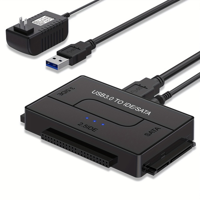 USB 3.0 Adapter, Hard Drive Adapter Cable Converter for Universal 2.5/3.5 Inch SATA and IDE HDD/2.5 Inch SSD