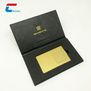 Kartu Logam Hibrida NFC Emas 24K Mewah NTAG 215 Kartu Logam Bisnis RFID Baja Tahan Karat