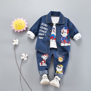Mercado Mayorista de China, Ropa para Niños, Conjunto de Tres Piezas, Jeans con Estampado de Dibujos Animados, Conjunto Casual para Niño - Product Image 2