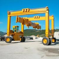 Grue portique électrique sans rail sur pneus avec commande PLC, moteur et engrenage, palan mobile 60 tonnes pour usine et chantier de construction