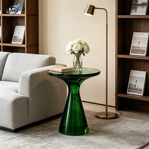 Mesa de Centro de Resina Translúcida Verde con Pedestal de Reloj de Arena, Mueble Moderno y Minimalista para Sala de Estar - Product Image 6