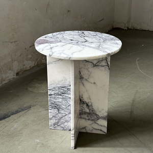 Table d'appoint ronde en marbre fleur table basse en marbre naturel blanc personnalisée en usine - Product Image 5