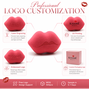 Éponge de maquillage en forme de lèvres JLY avec logos personnalisables, apparence unique, utilisation humide et sèche, éponge de maquillage à double usage - Product Image 4