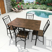 Ensemble de table à manger en métal de style européen classique moderne avec 4 chaises, fabriqué en Chine, écologique, pour appartement, hôtel, ferme