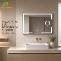 Miroir de salle de bain LED à éclairage frontal 80x60cm avec grossissement 5X 10X, anti-buée, écran tactile, pour la vente en gros par Joystar