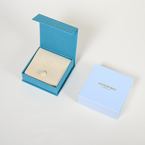 Caja de Regalo Magnética para Joyería con Logotipo Personalizado, Caja de Almacenamiento Cuadrada Azul con Tapa Abatible, Empaque de Joyería de Lujo con Estampado Dorado - Product Image 2