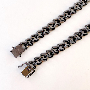 สร้อยคอฮิปฮอปแบบคิวบาสีดำขนาด 13 มม. สีเทา - Product Image 4