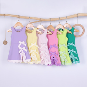 Vestido Deportivo Dulce para Niñas, Caja Misteriosa, Sin Mangas, Lazos Laterales Múltiples, Pantalones Cortos Integrados, Vestidos de Verano para Niñas - Product Image 2
