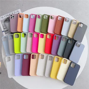 Funda de teléfono de goma suave de silicona líquida, funda de teléfono anticaída colorida a prueba de golpes para iPhone XR 11 12 13 14 Pro Max Plus