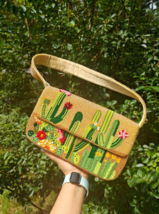Nouvelle collection de sacs à main en soie perlée de style bohème indien pour femmes, sacs à main de luxe de créateurs, imperméables, écologiques, à motifs floraux - Product Image 2
