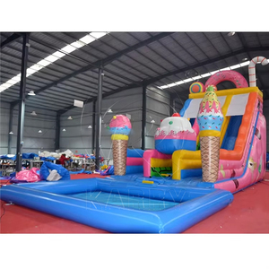 Toboggan aquatique gonflable Candy Land avec piscine hermétique amovible, toboggan double gonflable extérieur <span class=keywords><strong>en</strong></span> PVC de qualité commerciale pour jardin - Product Image 4