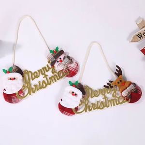 Handmade Modern Christmas <b>Small</b> Door Hanging Cute Fabric <b>Wreath</b> Three-Dimensional Ornaments Santa Claus Snowman - Product Image 1