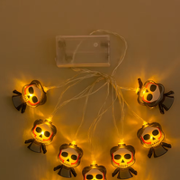 Guirlande lumineuse LED Premium Halloween Crâne Squelette Blanc Chaud à Piles USB Effet Effrayant pour Fenêtre Arbre Décoration de Fête 2m IP20