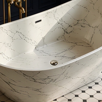 Baignoire autoportante de luxe en acrylique, design moderne ergonomique, bain à remous, bassin en marbre pour spa intérieur et salle de bain