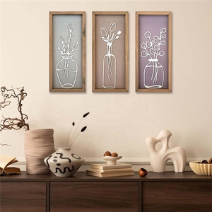 Decorazione Murale Floreale in Legno, <span class=keywords><strong>Quadro</strong></span> Botanico Incorniciato, Insegna Decorativa in Legno per Casa e <span class=keywords><strong>Cucina</strong></span>, Dipinti Paesaggistici Vintage Stile Fattoria - Product Image 3