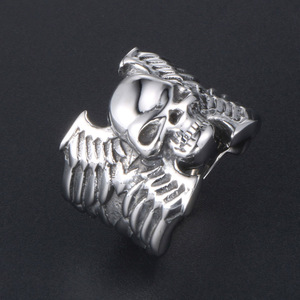 Skull <b>Ring</b> Men's Titanium Steel Skeleton Punk Style Jewelry Gift SA421 - Product Image 2