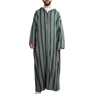 남성 모로코 Djellaba 카프 탄 Caftan 후드