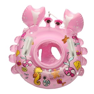 Asiento inflable para nadar con forma de cangrejo para niños, anillo de animales de dibujos animados para bebés y niños con asas de seguridad, color azul - Product Image 4