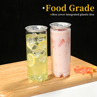 Transparante PET plastic blikjes met gemakkelijk te openen trekringdeksel, voedselveilige drankenfles voor sap, smoothie, boba, groothandel, bulk, op maat gemaakt