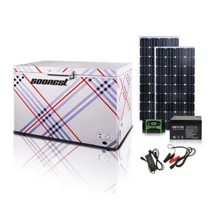 Keranjang es krim Dc 12V 24V dengan sistem energi surya kulkas bertenaga surya dengan Freezer dalam