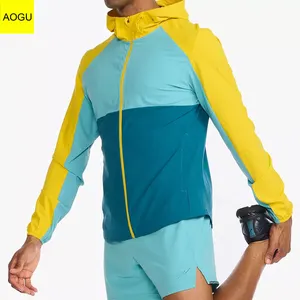 Custom 100%Polyester Plain Gym Zipper Sport Running Training Waterproof Jacket For Men