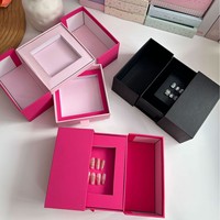 Boîte d'emballage haut de gamme pour accessoires de nail art, boîte cadeau portable, carton de présentation, rangement d'outils, double tiroir, logo personnalisé, estampage à chaud