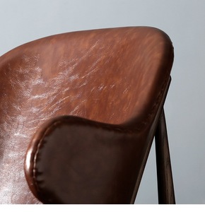 Poltrona di Design Nordico in Legno Massello e Vera Pelle con Braccioli in Schiuma ad Alta Elasticità <span class=keywords><strong>per</strong></span> Riunioni Singole - Product Image 5